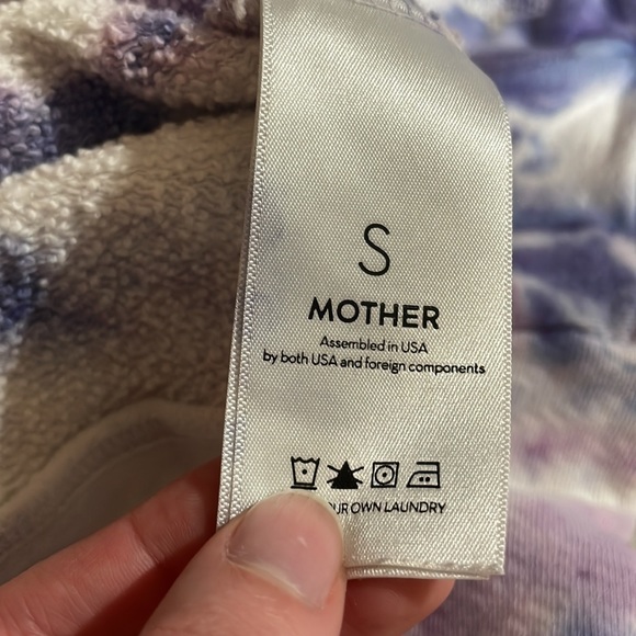 Mother The Fray Cap Sleeve Blueberry Tie Dye Sweat Rainbow Pullover Top - Picture 4 of 14